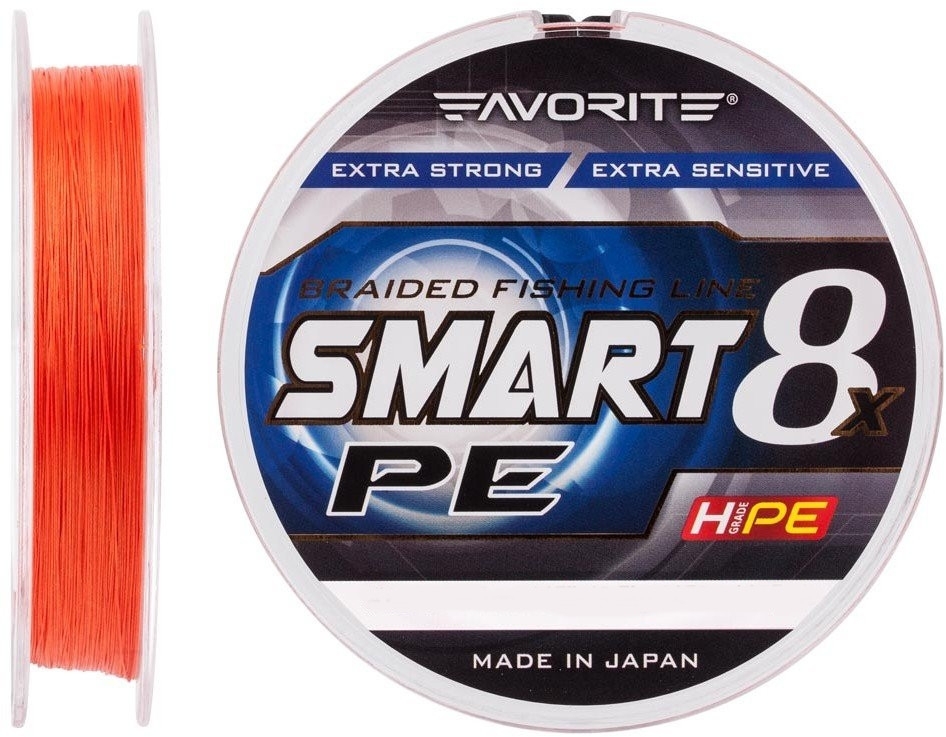 

Шнур Favorite Smart PE Red Orange 8x 150m #1.5/0.202mm 11.4kg