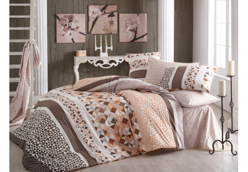 

Постельное бельё Majoli Laviva v4 Kahve 200x220 Коричневый