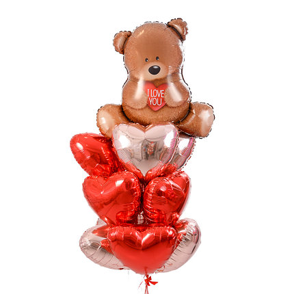

Композиция из 12 фольгированных сердец и Мишки с сердцем "I Love Yo" 77463