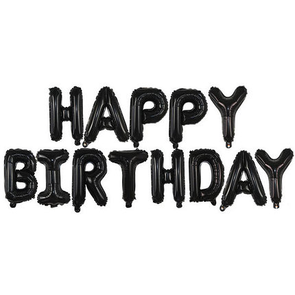 

Гирлянда Happy birthday черные буквы