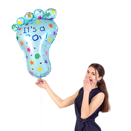 

Шары для выписки мальчика, фольгированная фигура Ножка "it's a boy!"