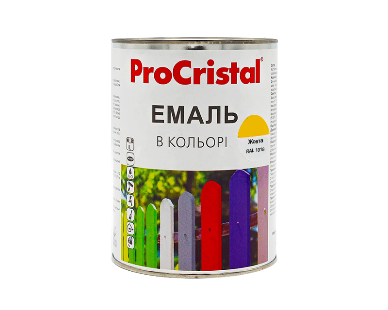 

Эмаль акриловая ProCristal ІР-116 универсальная полуглянцевая Желтый - RAL 1018 0,8л