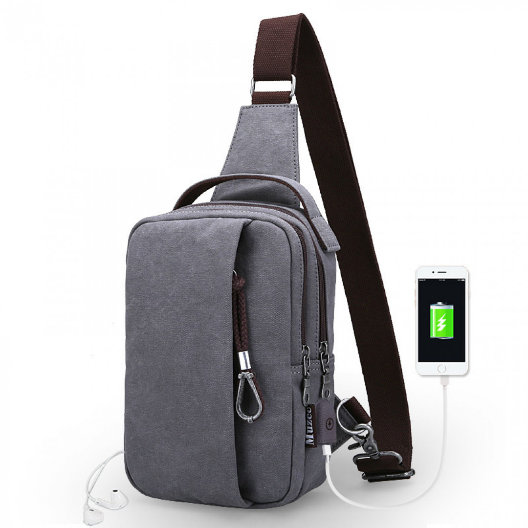 

Сумка з одною лямкоюй Muzee ME076U USB Gray