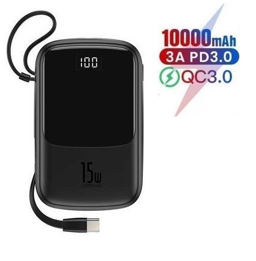 

Павербанк Baseus Display 10000mAh 15W + кабель Type-C black
