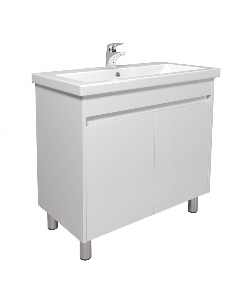 

Тумба Мойдодыр Сити-80-U белая подвесная/напольная с умывальником Cosmopolitan 80