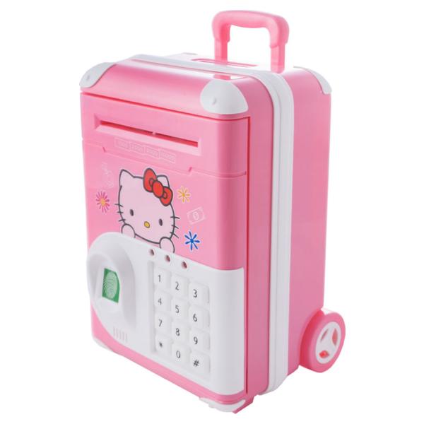 

Электронная копилка сейф в виде чемодана UKC "Hello Kitty" с кодовым замком + купюроприемник, розовая
