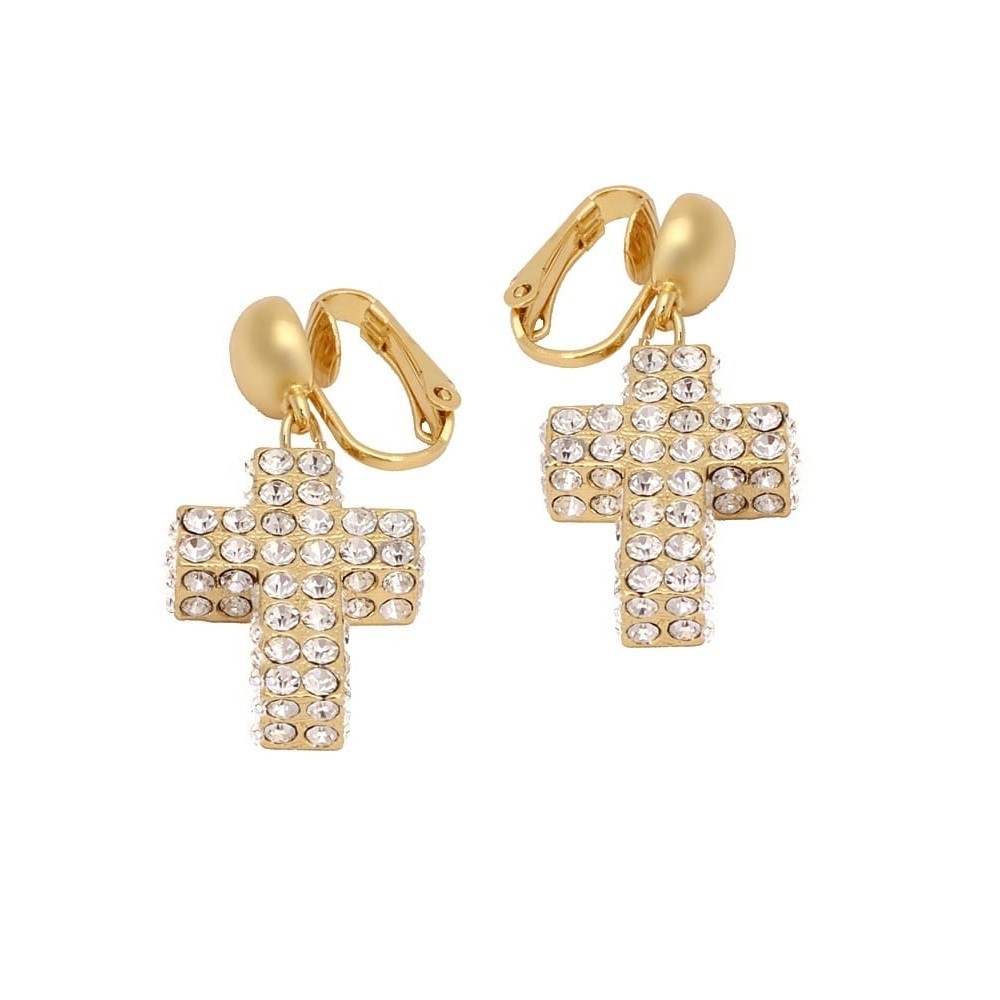 

Клипсы Colibra в форме объемных крестиков со вставками из кристаллов Swarovski в позолоте E15/ROZ/27Au