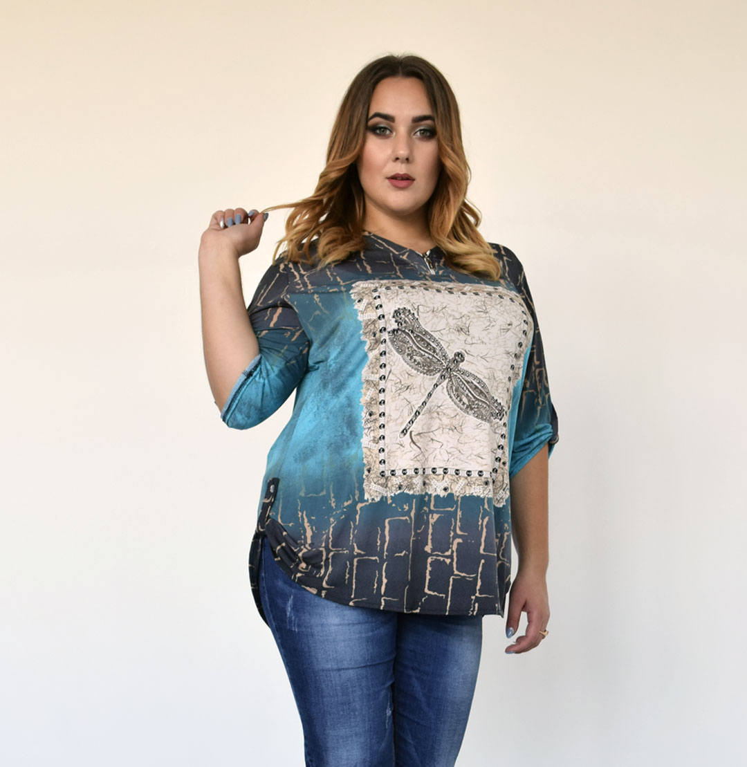 

Женская блуза "Стрекоза" Lady Look 1008 синяя 50