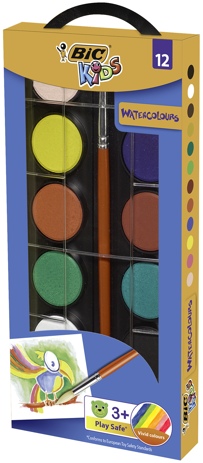 

Акварельные краски BiC с кисточкой 12цв (bc947708)