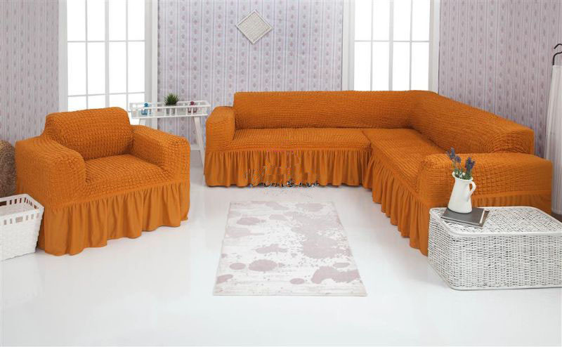 

Чехол на диван угловой и кресло Venera 03-208 Яркая горчица