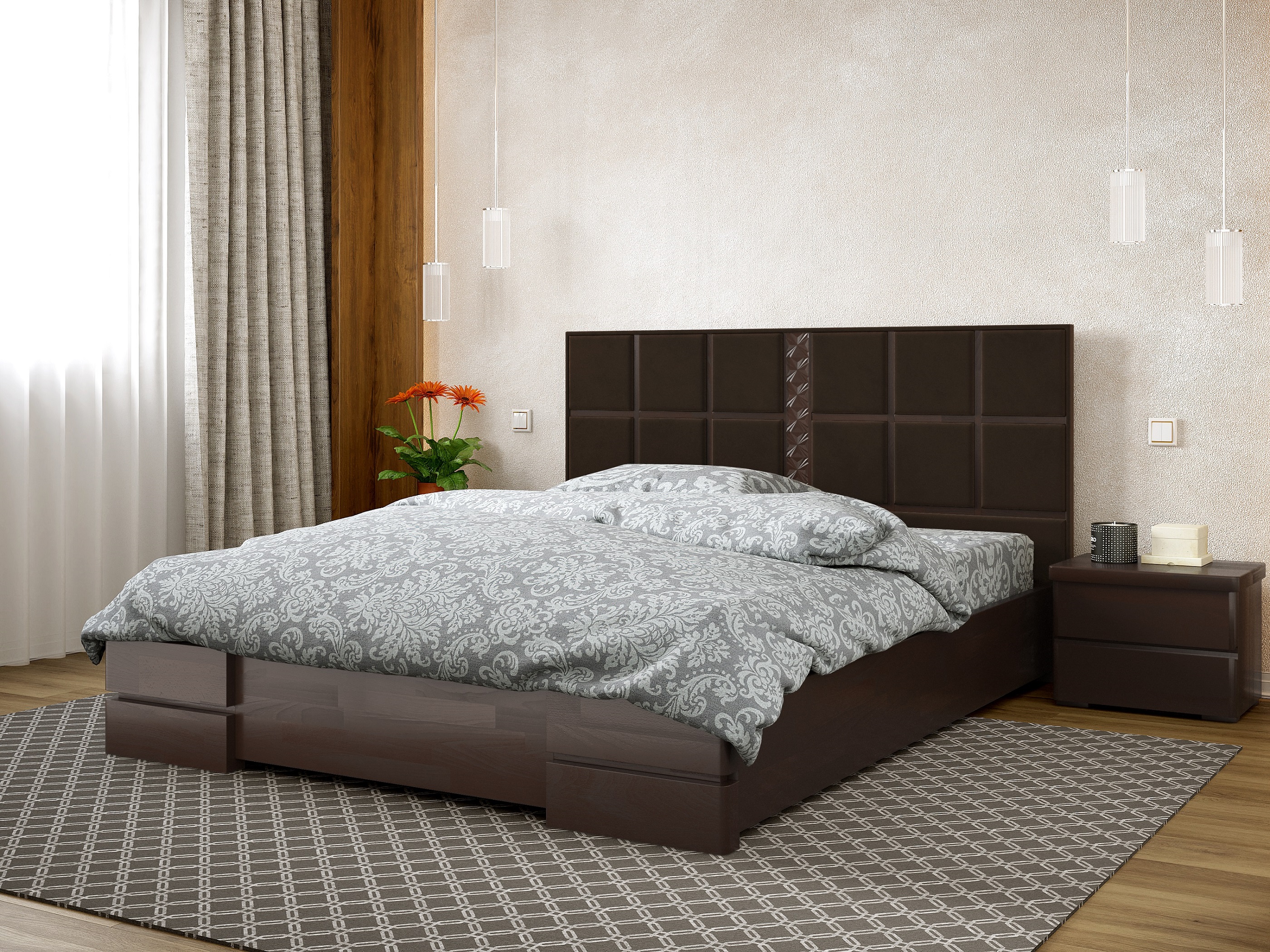 

Кровать Прованс Arbordrev (160*200) сосна Темный Орех + Riviera 28