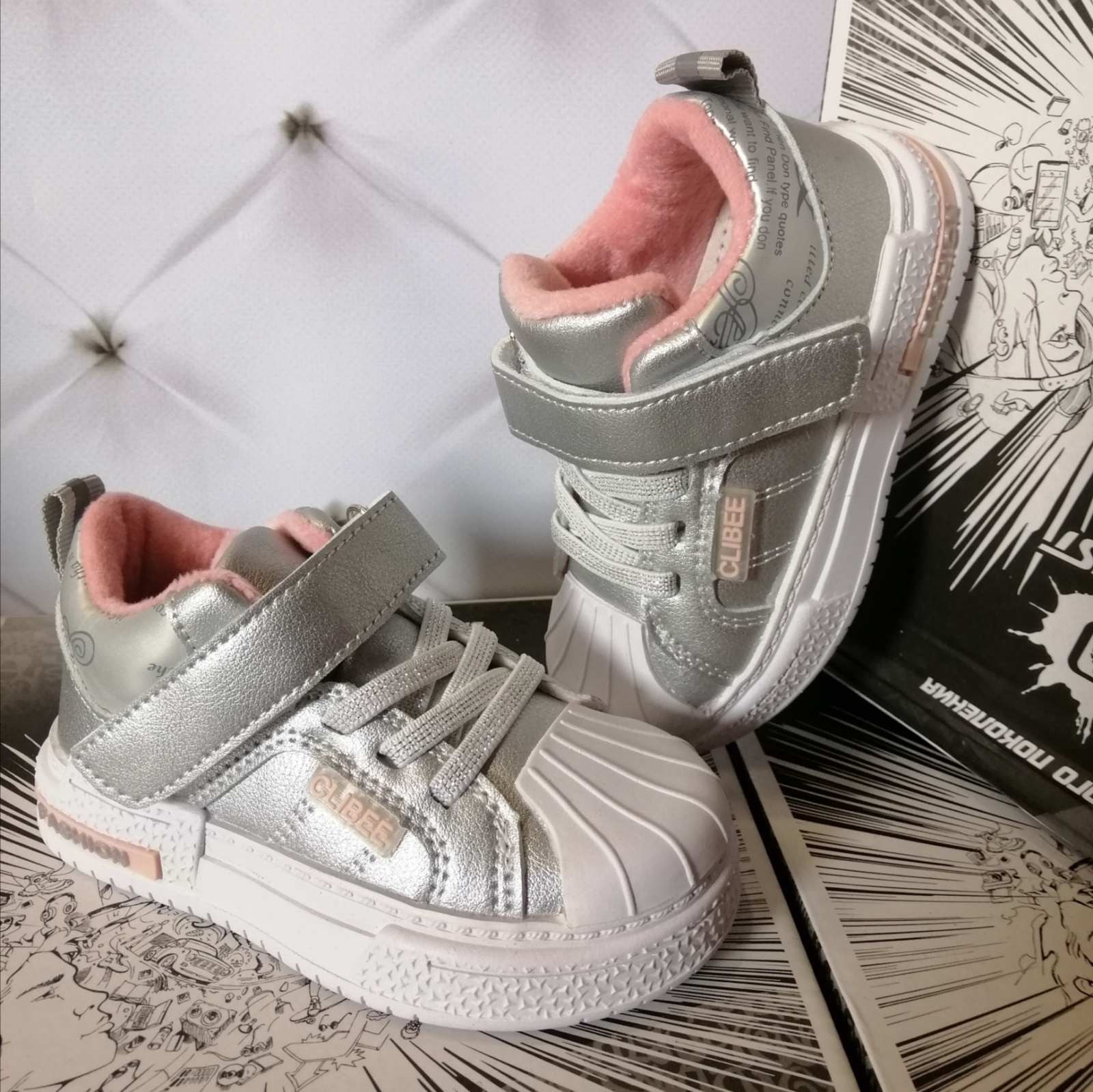 

Кроссовки для девочки Clibee 209-L silve серебристые р. 23-15 см