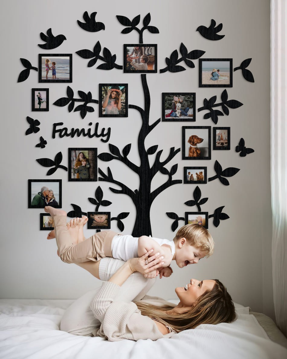 

Семейное дерево для фотографий 14 рамок LikeWood Tree With Butterflies М 150 × 150 см Черный