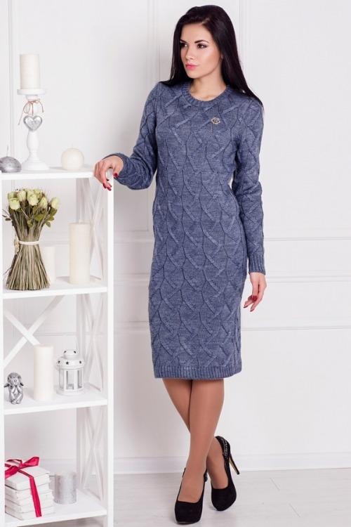 

Fashions • Платье вязаное Рейчел Fashions 42-48 джинс (8741-нс)