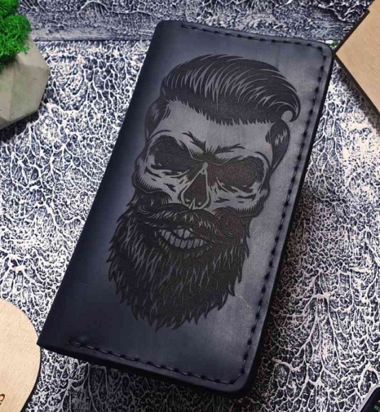 

Кожаный кошелек мужской Mountains Skull Barber 1611