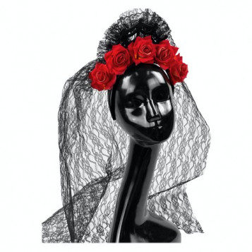 

Обруч Senora Consuela с фатой Halloween 19-915RD-OR