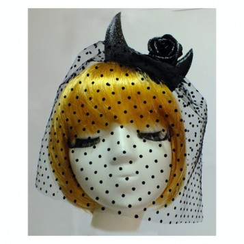 

Шляпка-мини Чертовка с розой Halloween 16-726BLK