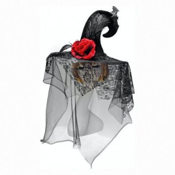 

Шляпа Колдунья Оранжевый Хэллоуин Halloween 18-1004BLK-RD