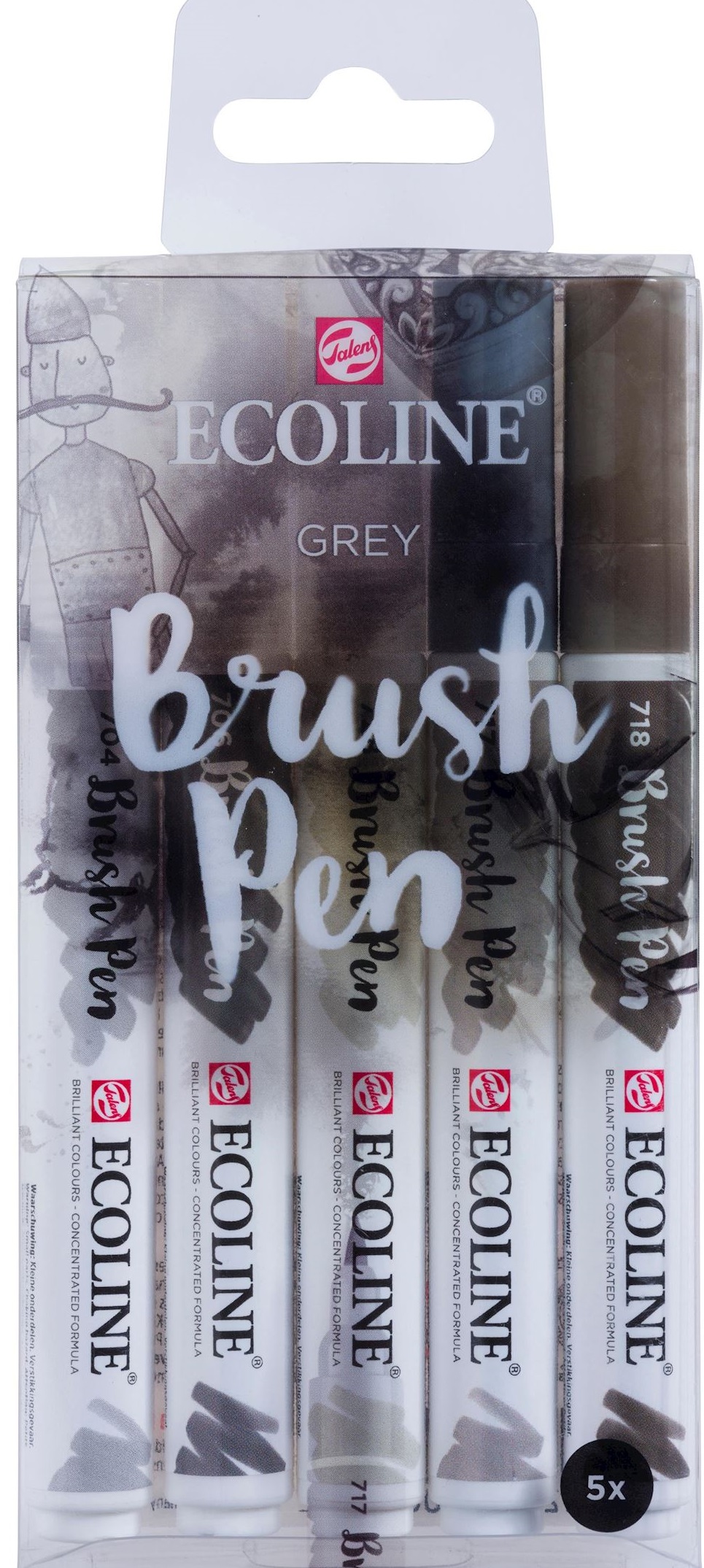 

Набор кистей-ручек Royal Talens Ecoline Brushpen Grey 5 цветов (8712079408282)