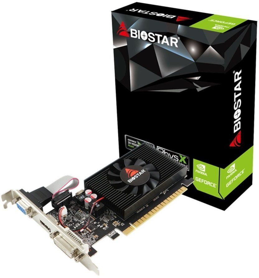 

Biostar Видеокарта nVidia Geforce GT710, 2GB, GDDR3, PCI-E2 / Fan, DVI/DP/HDMI