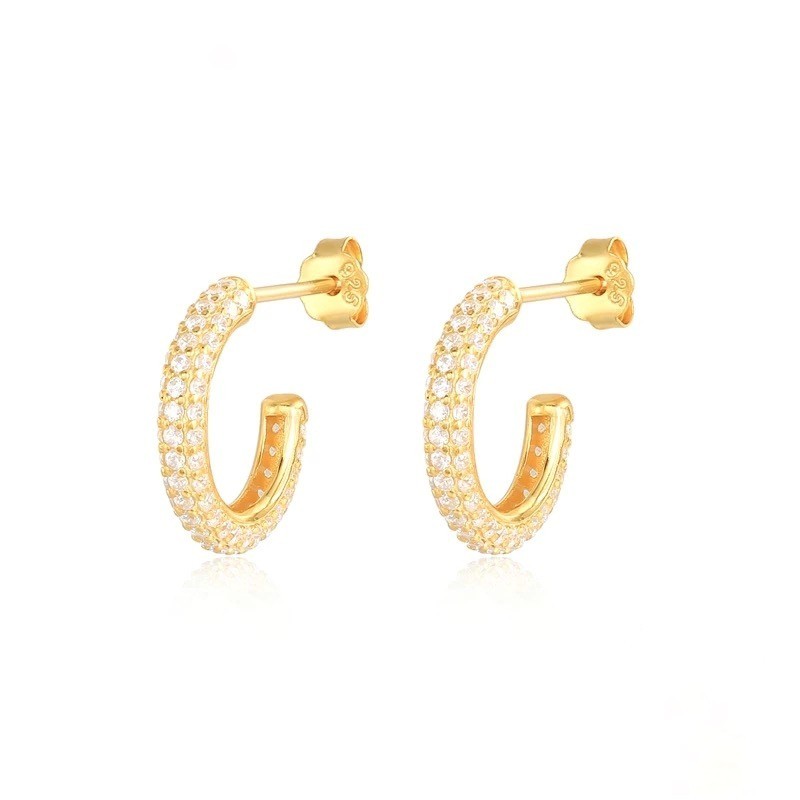 

Серьги Amalfi mini из серебра 925 пробы в позолоте 18к, с белыми камушками, золотой цвет