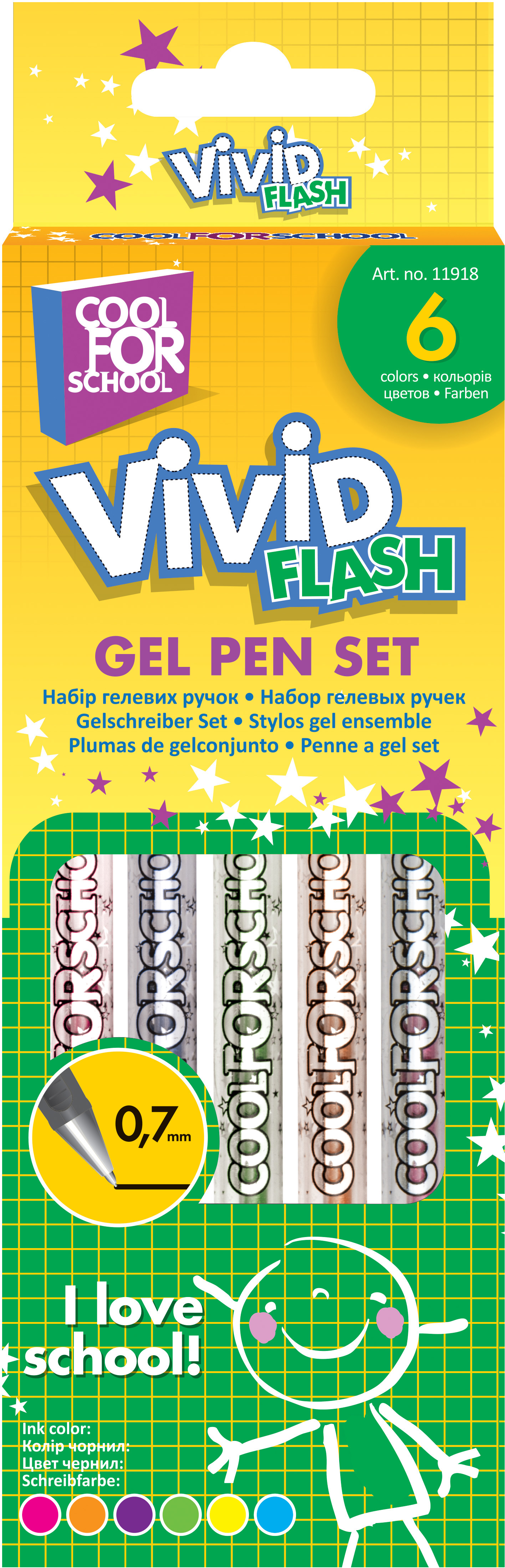 

Набор гелевых ручек Cool For School Vivid Flash 6 цветов 12 упаковок (CF11918)