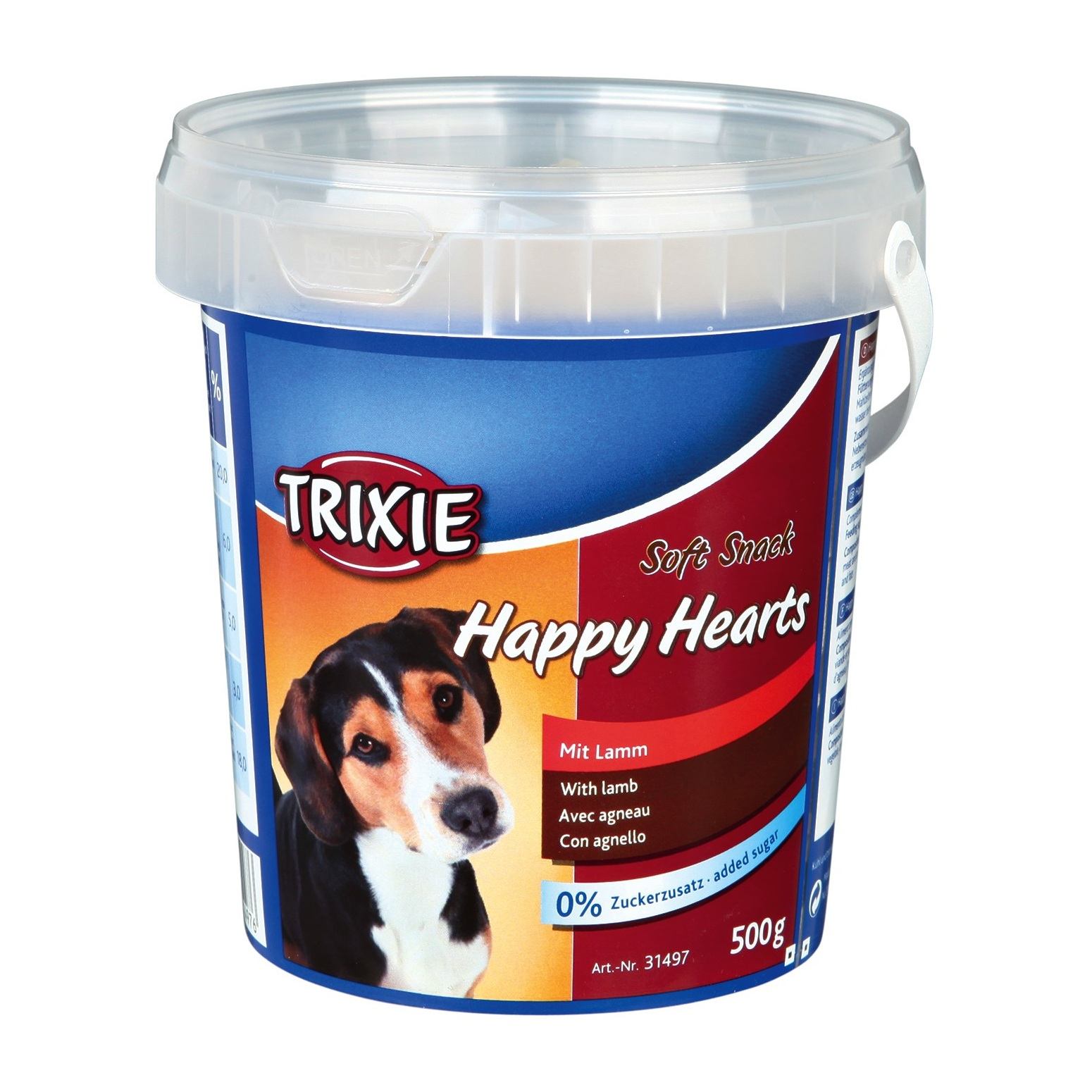 

Ведро лакомств для собак Trixie «Happy Hearts» 500 г (ягнёнок)