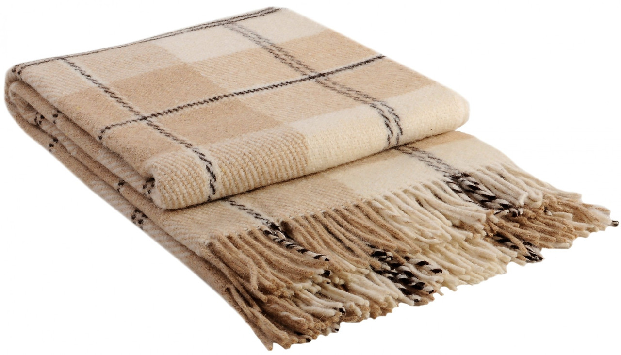 

Шерстяной плед Vladi Эльф Бело-Беж-Коричневый 3 Полуторный 140х200