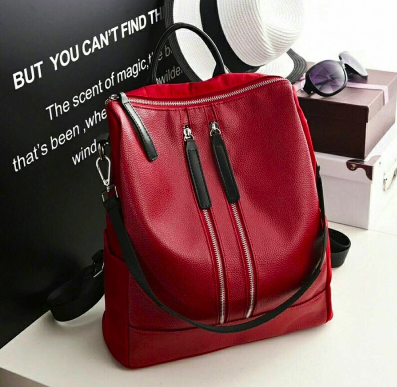 

Стильный женский рюкзак Oxford 10/21-Red стиль Аут-фит