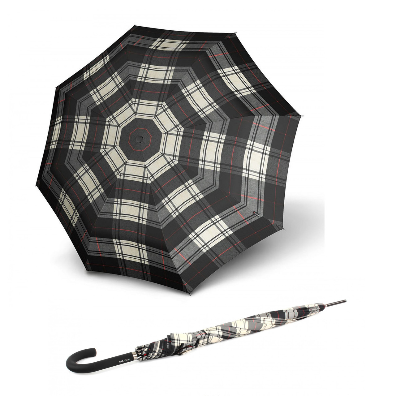 

Зонт Knirps 934 Stick Long Check Black&White Полуавто/Трость/8спиц /D106x88см