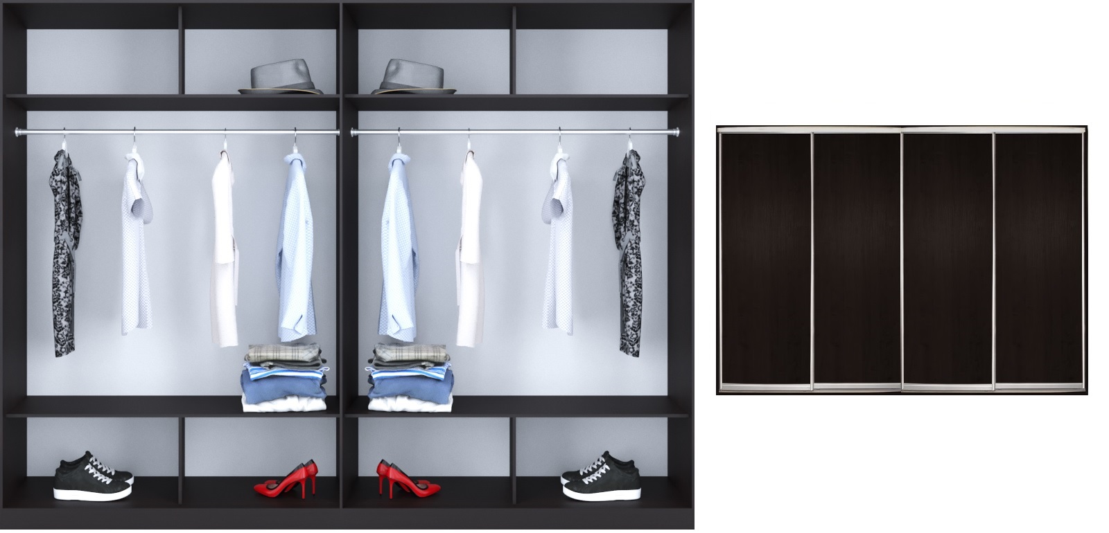 

Шкаф-купе Luxe 4 двери цвет венге ДСП/ДСП/ДСП/ДСП CLS - II 320 x 220 x 60 см