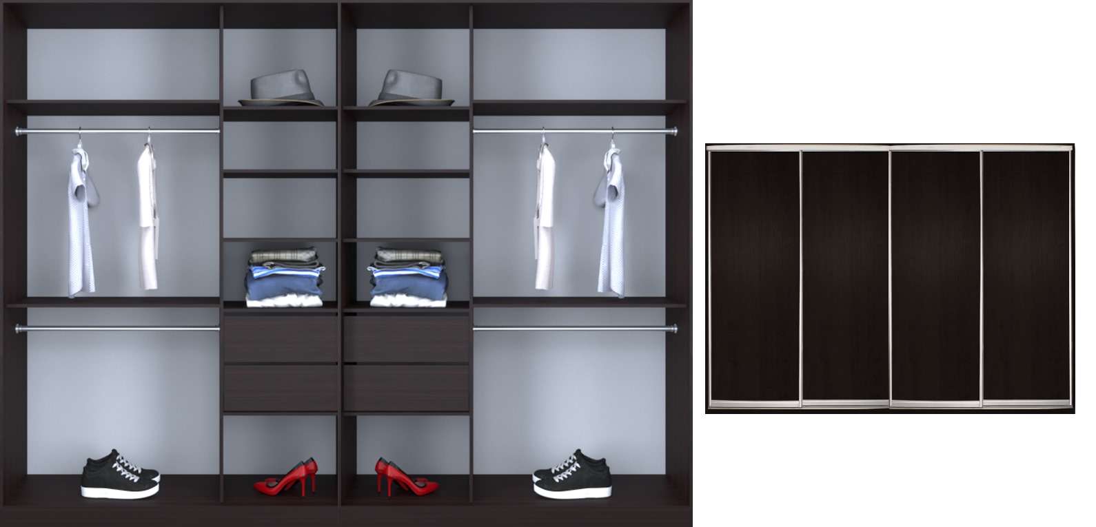 

Шкаф-купе Luxe 4 двери цвет венге ДСП/ДСП/ДСП/ДСП CLS - IV 250 x 210 x 60 см