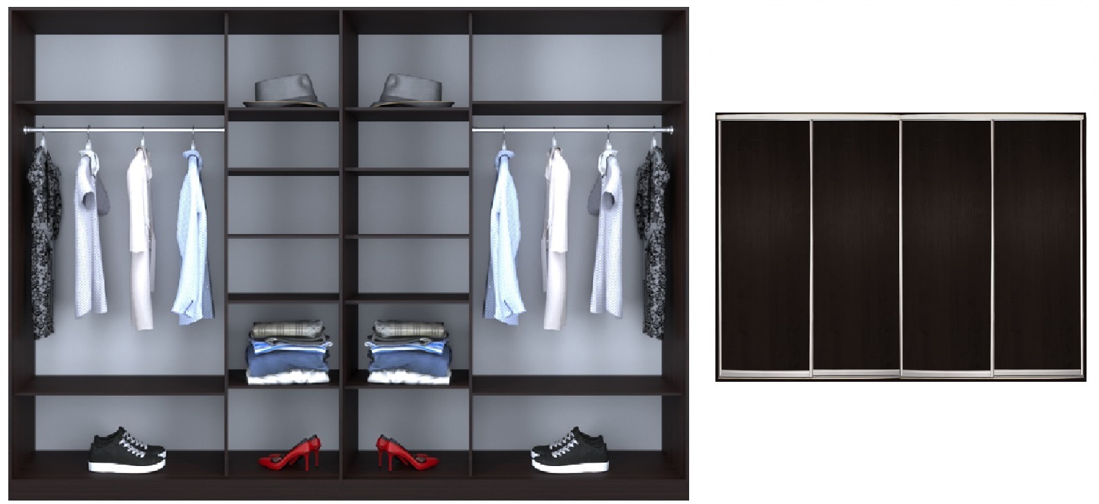 

Шкаф-купе Luxe 4 двери цвет венге ДСП/ДСП/ДСП/ДСП CLS - I 290 x 210 x 60 см