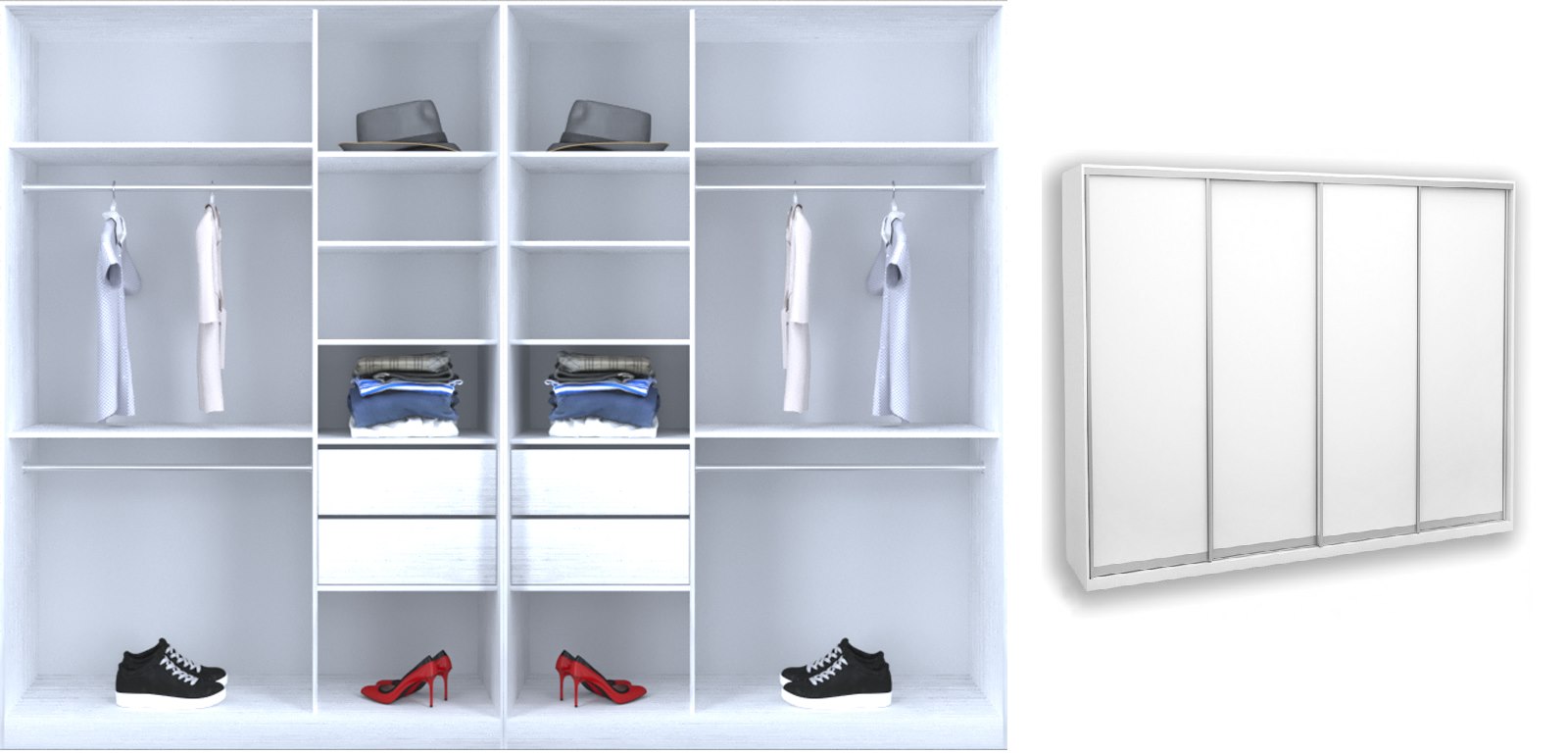 

Шкаф-купе Luxe 4 двери цвет Белое дерево ДСП/ДСП/ДСП/ДСП CLS - IV 280 x 220 x 45 см