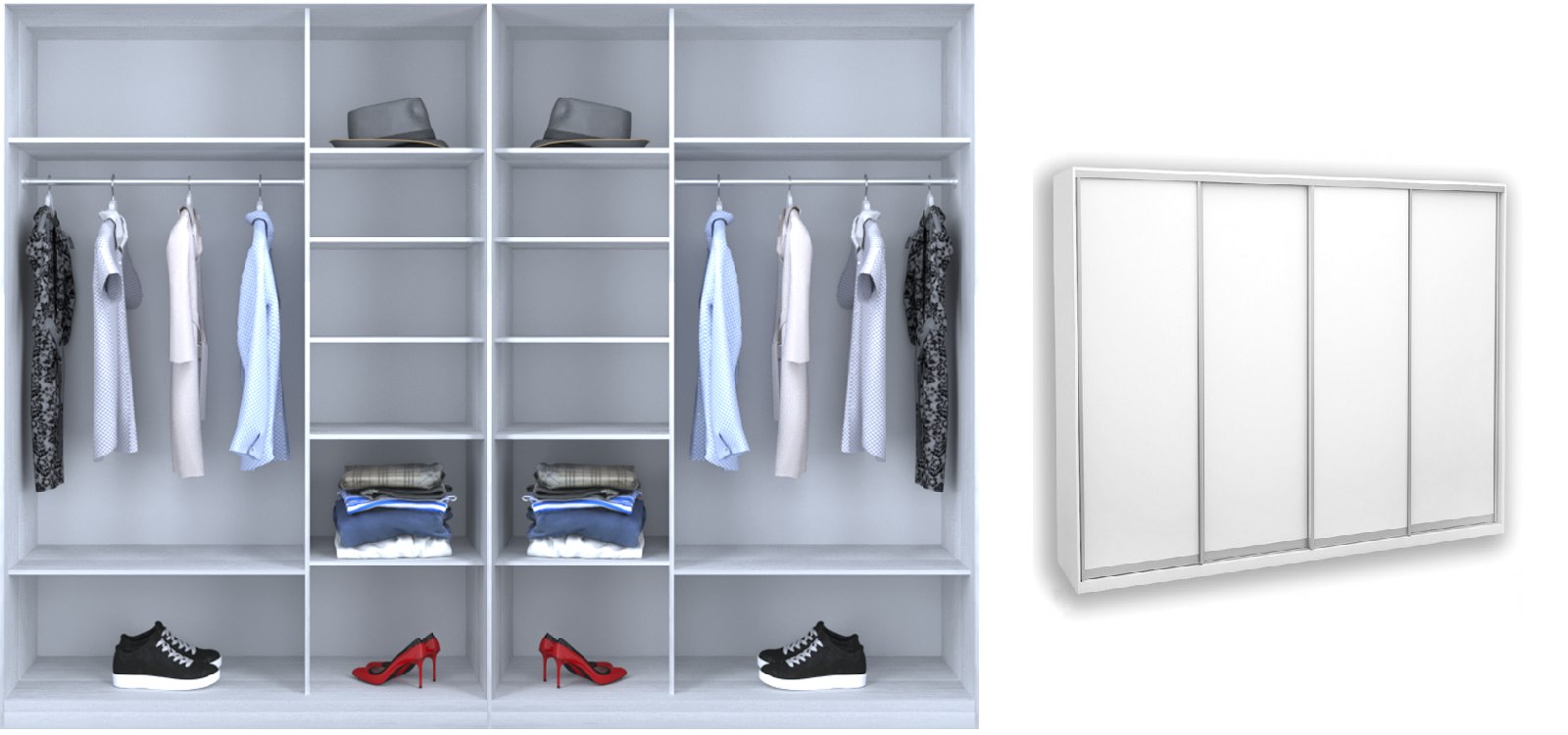 

Шкаф-купе Luxe 4 двери цвет Белое дерево ДСП/ДСП/ДСП/ДСП CLS - I 360 x 230 x 45 см