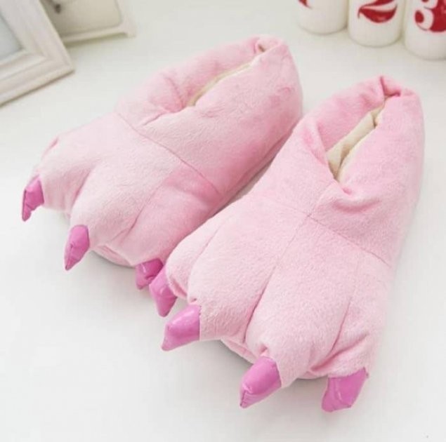 

Тапочки лапы кигуруми Kigurumi Комнатные Детские Розовый Плюшевые Тканевые 35-38 (3042/3)
