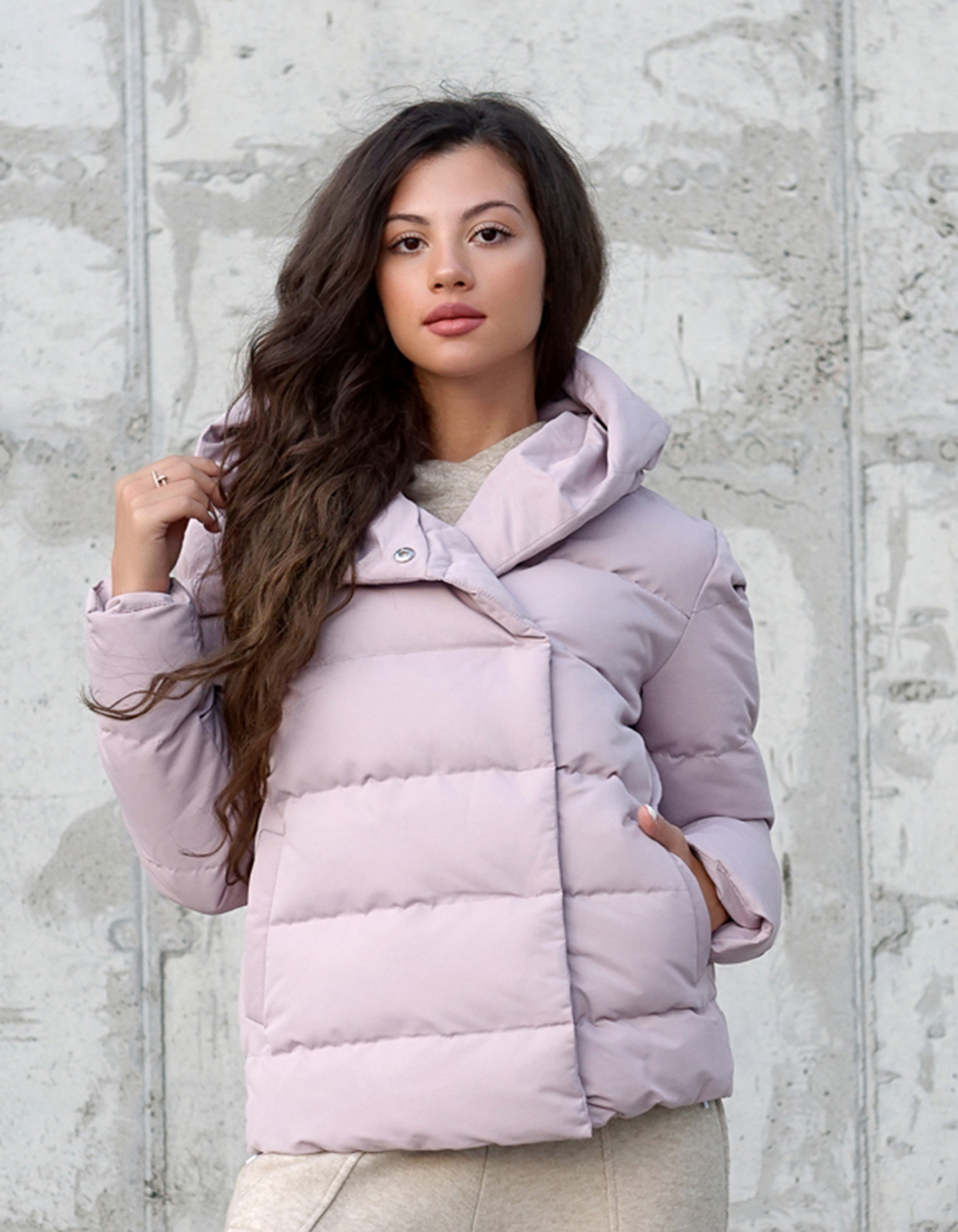 

Куртка Wear me модная короткая зимняя женская пуховик с капюшоном L Розовый 1w/03/44