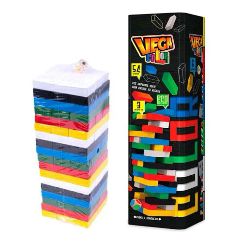 

Настольная игра F&D Дженга Башня Jenga Vega Color Джанга GVC-01U, 54 бруска. 49077
