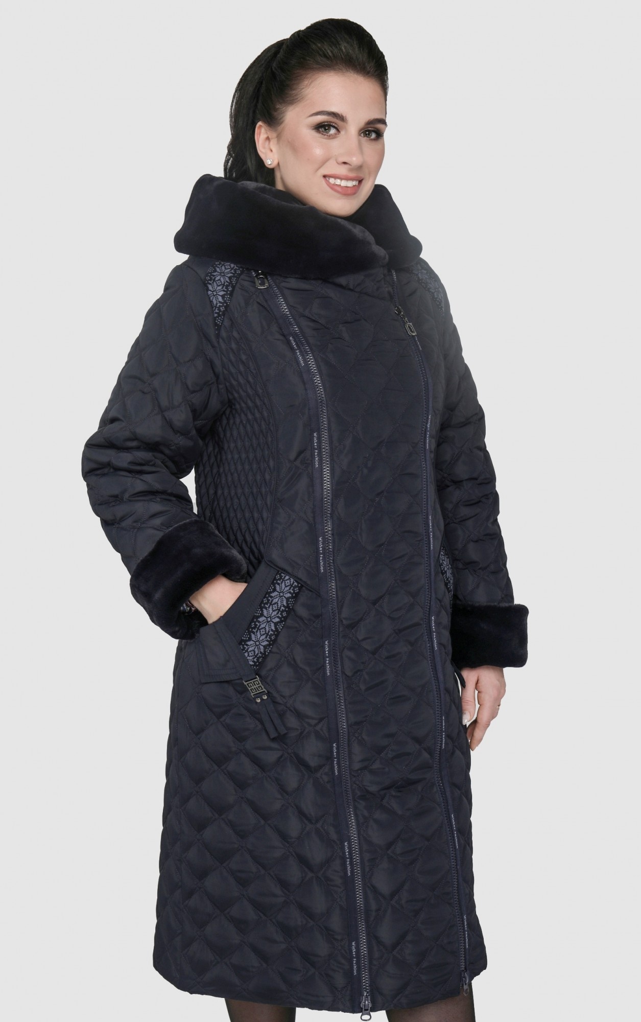 

Пуховик Exclusive moda М-238  Темно-синий, Пуховик Exclusive moda М-238 56 Темно-синий