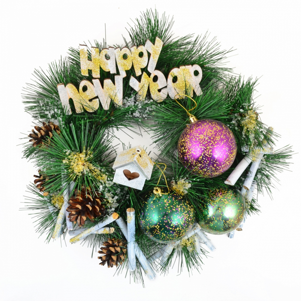 

Украшение декоративное YES! Fun венок Happy New Year 15 см (904321)