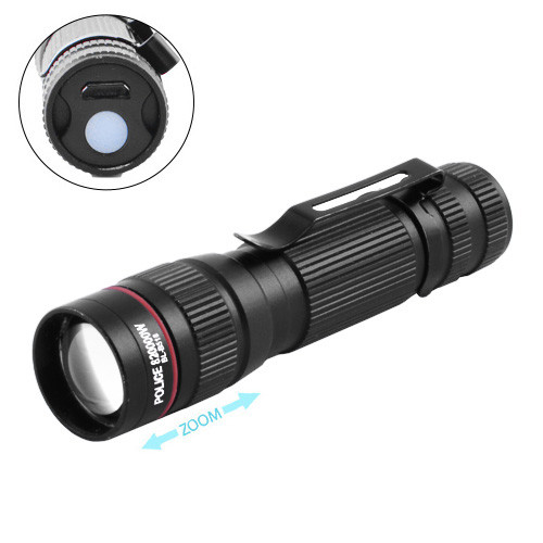 

Фонарь Police B518-XPE, ЗУ micro USB, встроенный аккумулятор, zoom, зажим, Box. 32311