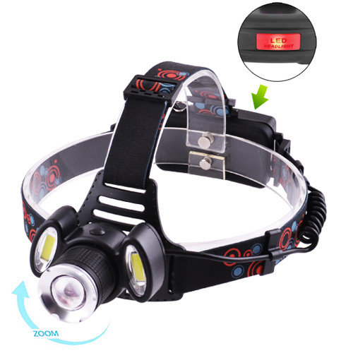 

Фонарь налобный Police С864/C868-T6+2COB, ЗУ 220V/12V, 2x18650/3xAAA, zoom, Box. 32572