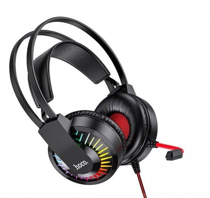 

Геймерские наушники Hoco Joyful с LED-подсветкой black-red