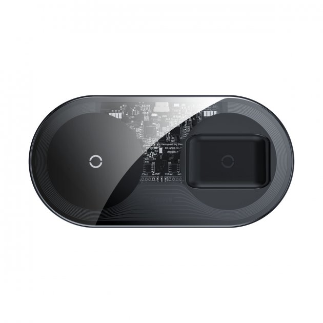 

Бездротове зарядний пристрій Baseus Simple 2in1 Wireless Charger Pro Edition For Phones+Pod Transparent (WXJK-CA02)