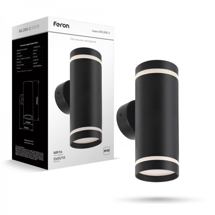 

Накладной настенный светильник бра Feron ML388-2 Черный