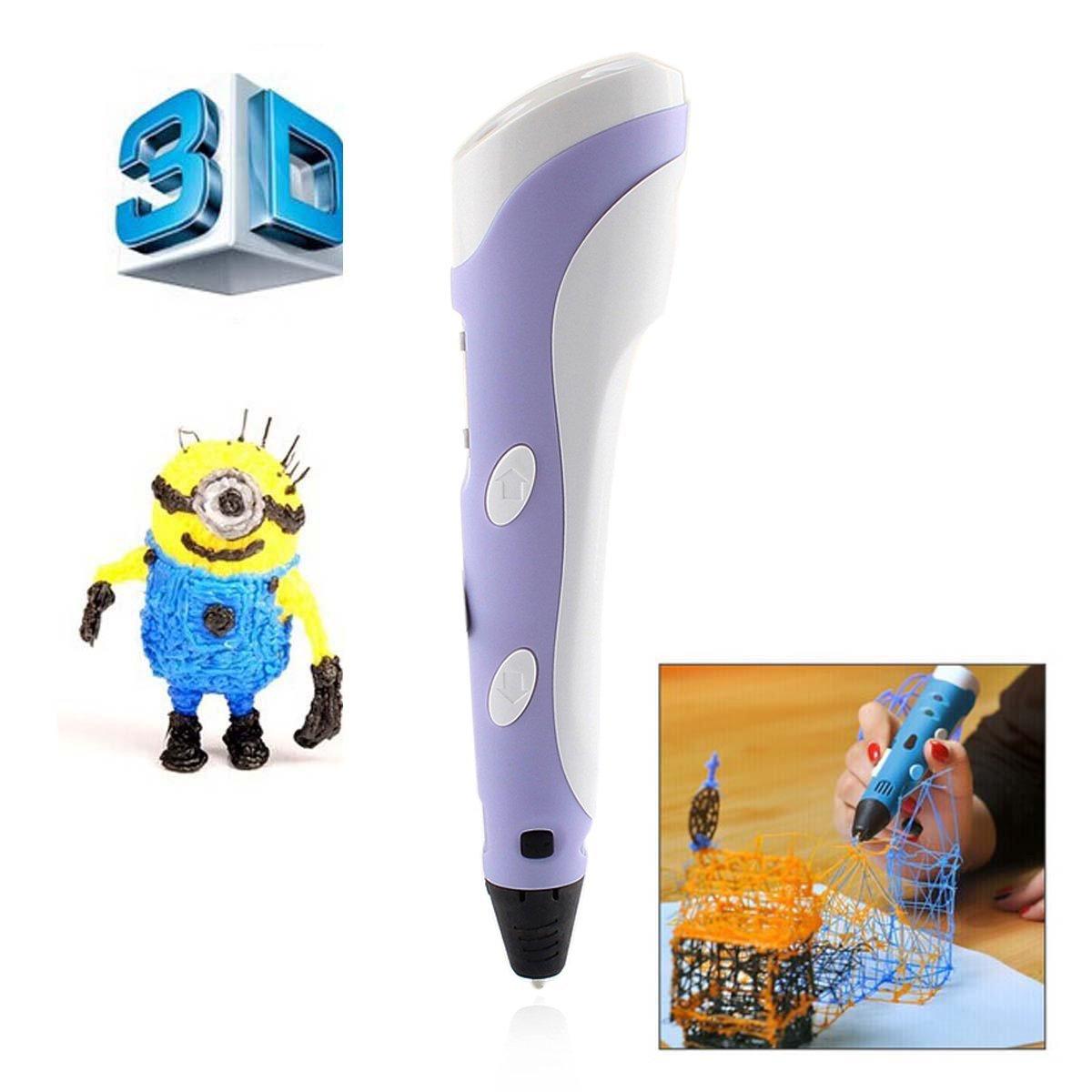 

3D ручка с экраном 3d Pen Фиолетовая с Эко Пластиком PLA (9 метров )