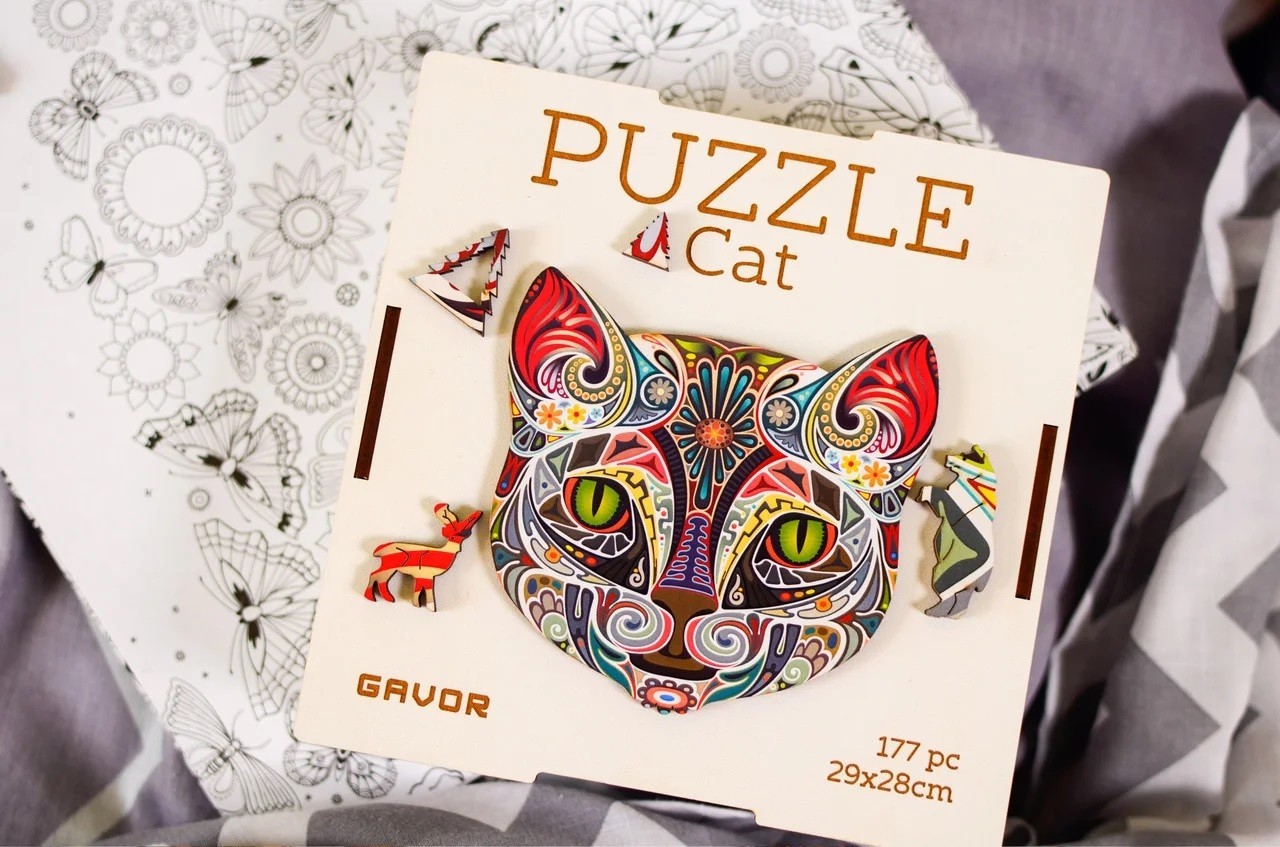 

Дизайнерские деревянные фигурные пазлы для детей Puzzle Cat Gavor
