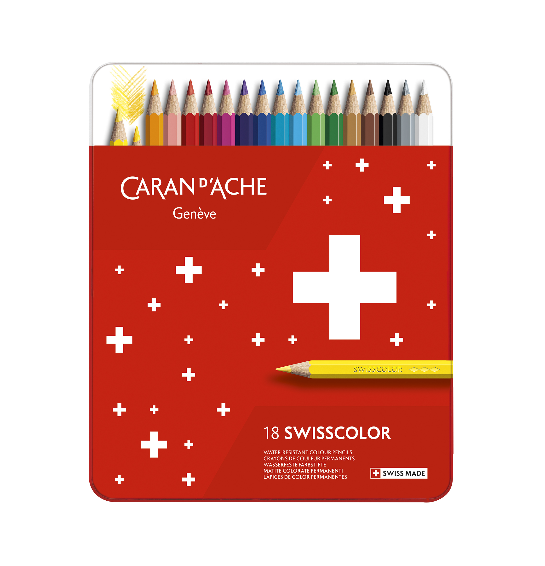 

Набір Водостійких Олівців Caran d'Ache Swisscolor Металевий бокс, 18 кольорів (7630002342575)