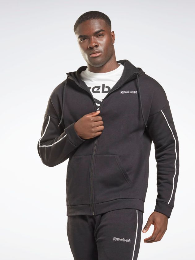 

Толстовка Reebok Te Piping Fz Hoodie GS9301  Black, Толстовка Reebok Te Piping Fz Hoodie GS9301 S Black