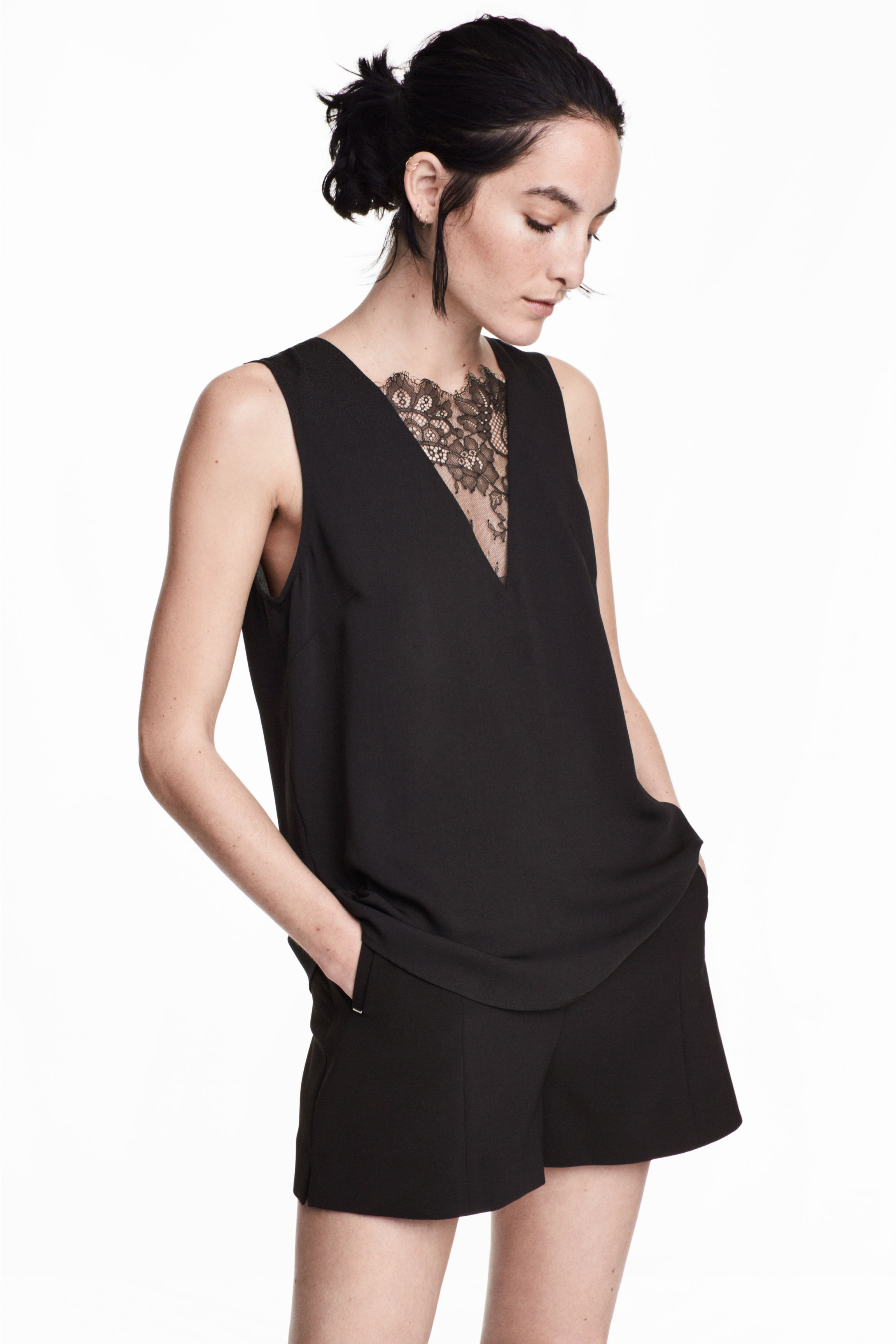 

Топ H&M 0510789-3631  черный, Топ H&M 0510789-3631 32 черный